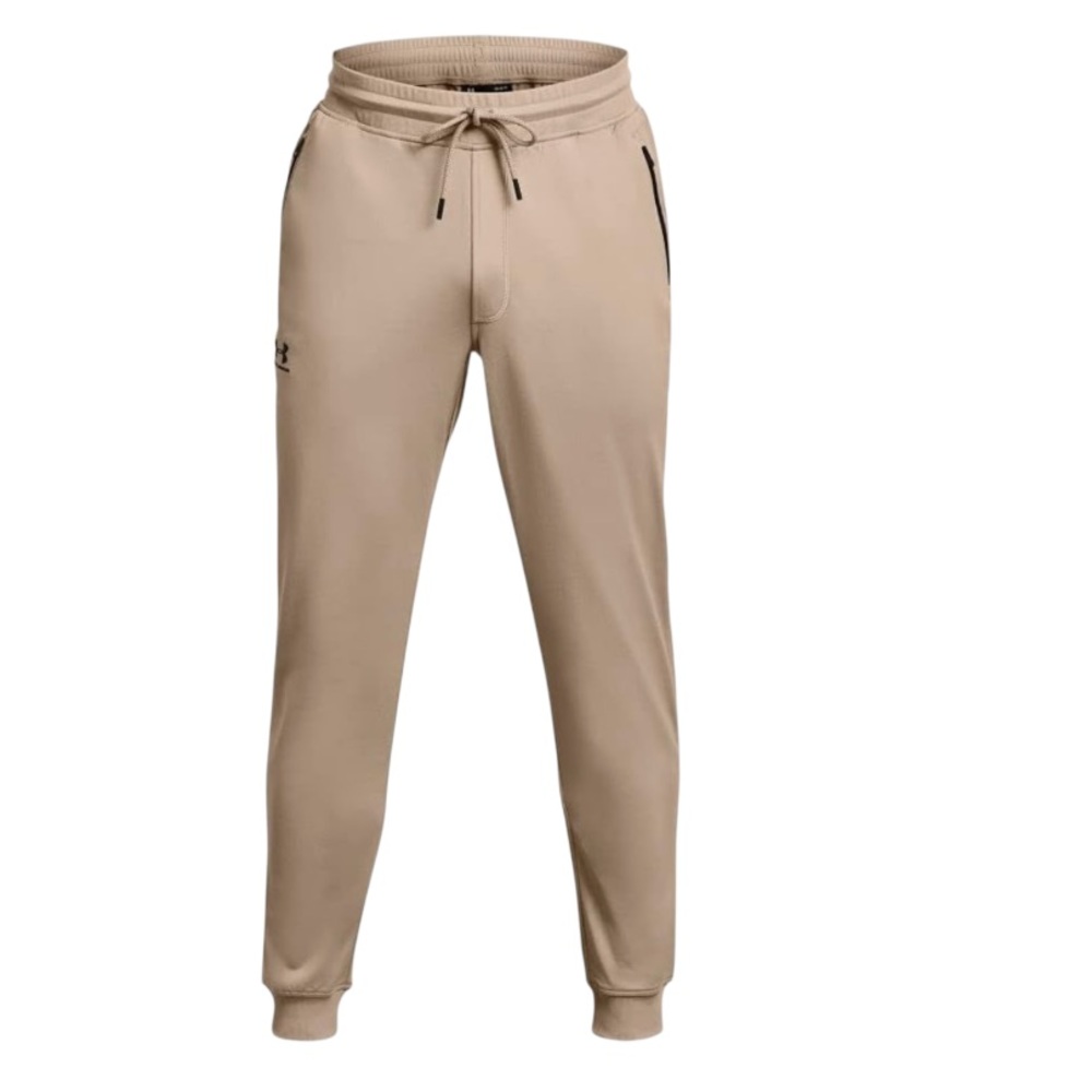 Under Armour Sportstyle Joggers Tan Zip Pockets Soft Active Wear Men’s Small